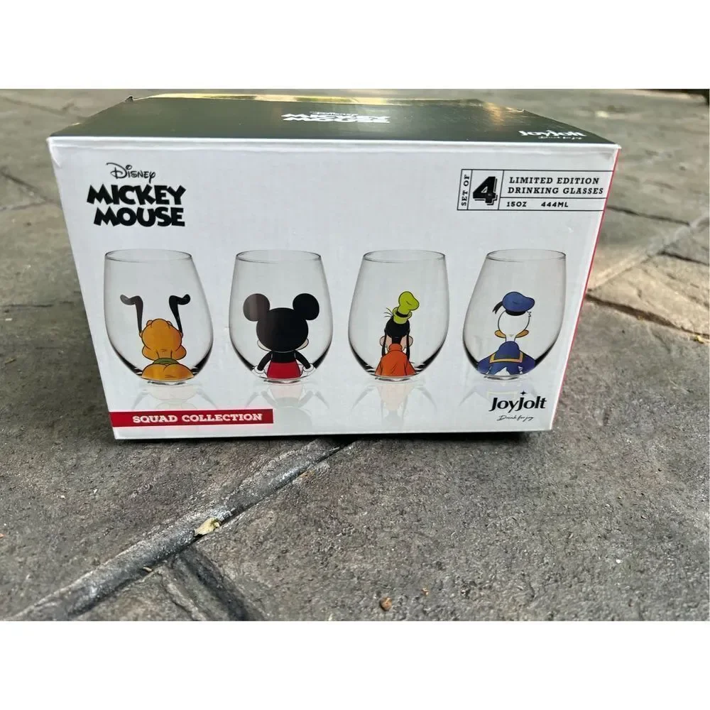 Mickey Mouse Squad Collection Tumblers.15oz Stemless Wine Glasses Set 4 Stemless